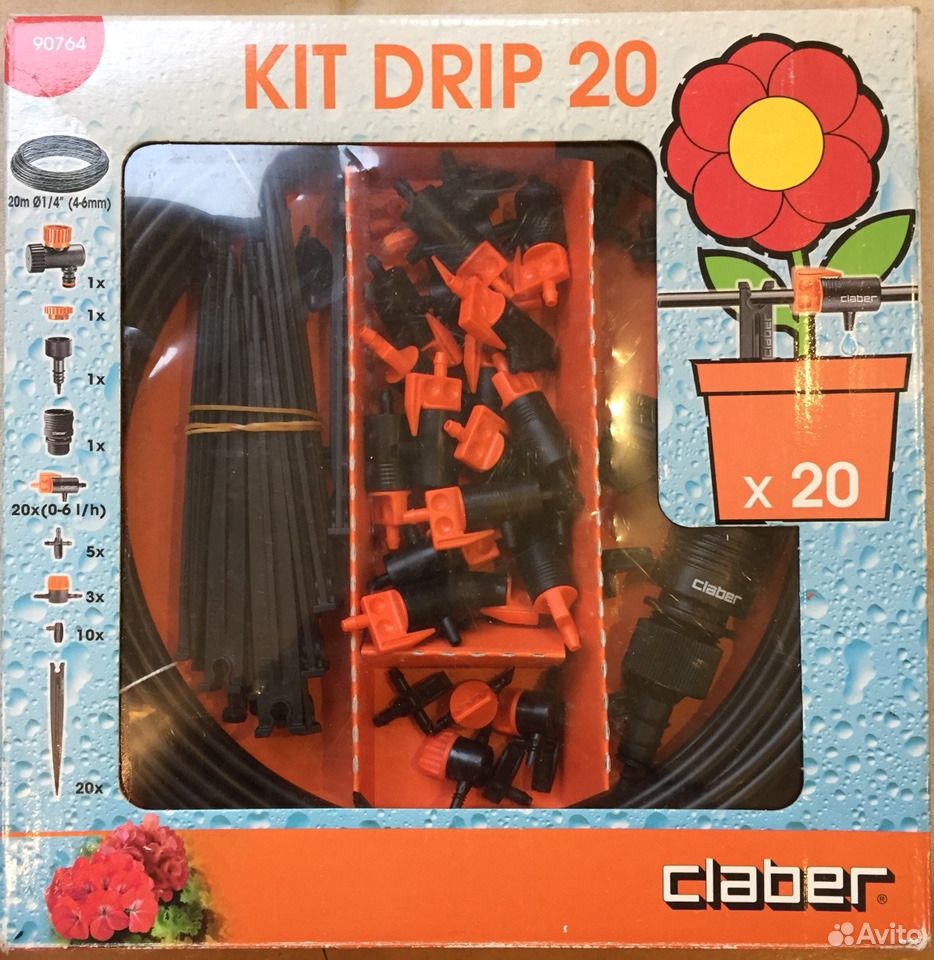 Система полива Claber kit drip 20 + программатор купить на Зозу.ру - фотография № 1