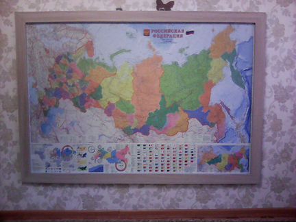 Карта России в раме 166/116 см