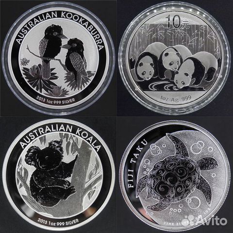2013 г. Коала, Кукабарра, Таку, Панда 4х1oz Ag999