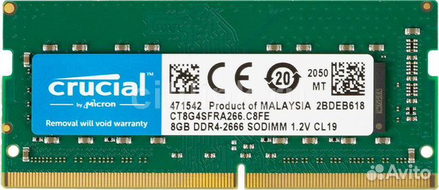 Модуль памяти Crucial DDR4 - 8гб 2666, SO-dimm