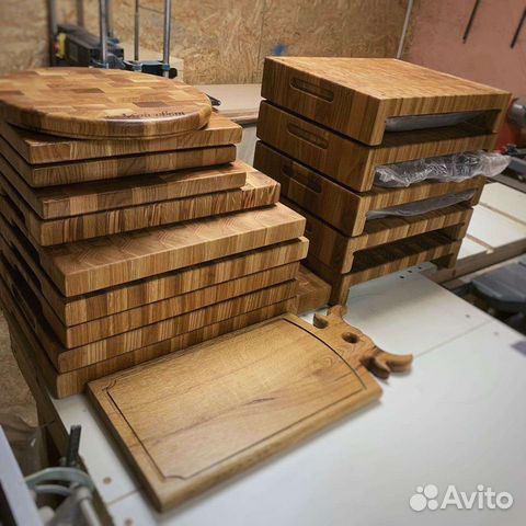 Торцевая разделочная доска из дуба и ясеня