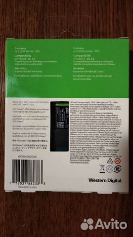 SSD 240гб M.2 PCI-E Western Digital Green SN350