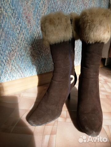 Зимние сапоги из натуральной замши