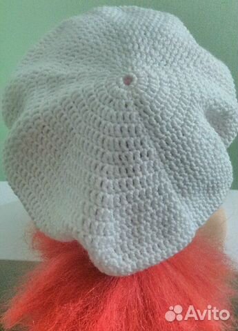 Берет белый ручная работа крючком