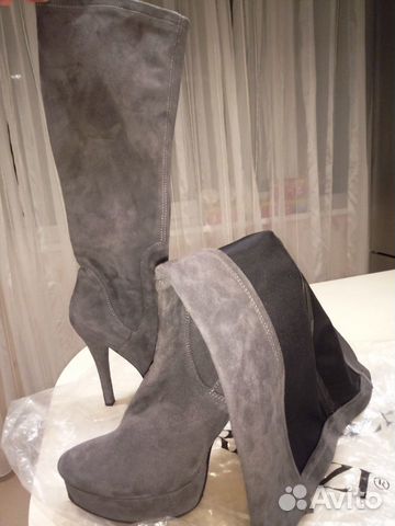 Сапоги rrenzi 40 р., серая замша, как новые