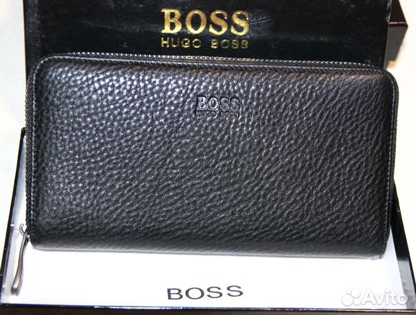 Мужской кожаный клатч кошелек H. Boss new black