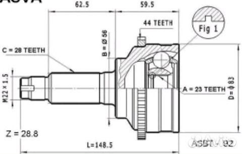 Шрус наружный Mazda Capella/626 Шрус наружный Mazda Capella/626