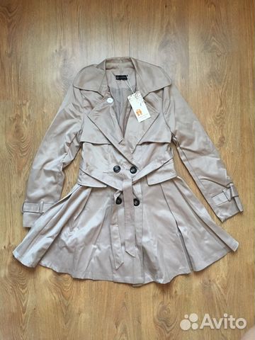 Женский бежевый плащ пальто тренч