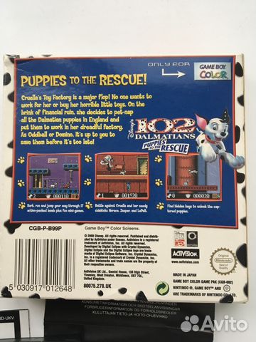 Картридж 102 Dalmatians для Gameboy Color Картридж 102 Dalmatians для Gameboy Color