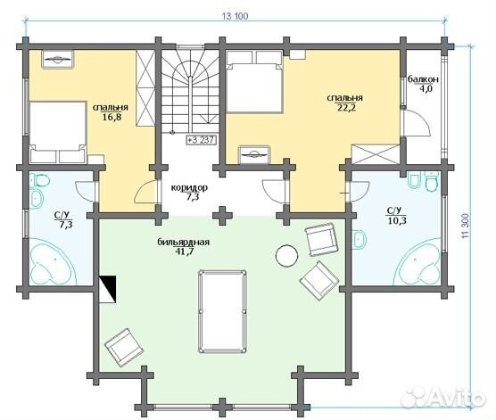 Дом из профилированного бруса 195х195 Скалба 250м2