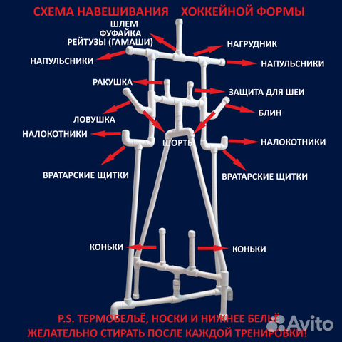 Сушилка для хоккейной формы из полипропилена чертеж