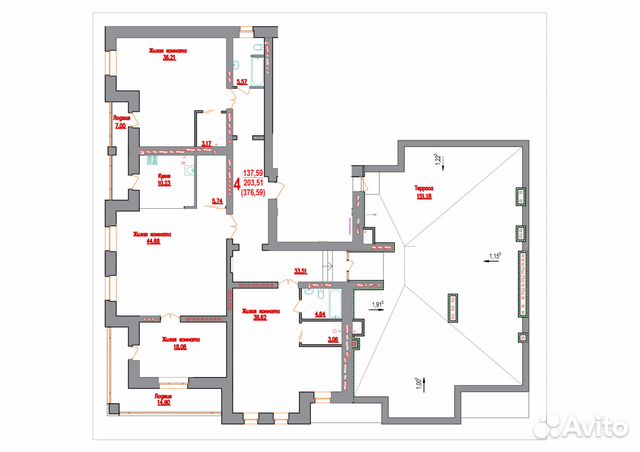 4-к квартира, 203.5 м², 11/11 эт.