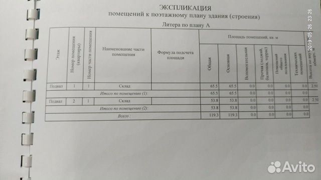 Подвальное помещение, склад 119.3 м²