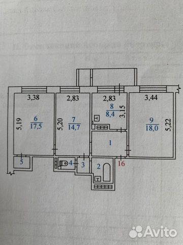 3-к квартира, 70.5 м², 4/9 эт. 3-к квартира, 70.5 м², 4/9 эт.