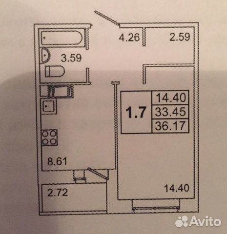 1-к квартира, 36.2 м², 13/15 эт.