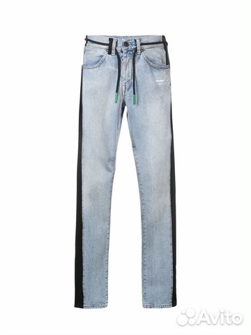 Off White джинсы прямого кроя с полосками сбоку