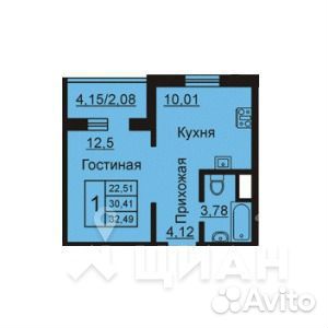 1-к квартира, 32.5 м², 1/10 эт. 1-к квартира, 32.5 м², 1/10 эт.