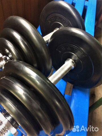 Гантели с прорезиненными блинами по 20кг