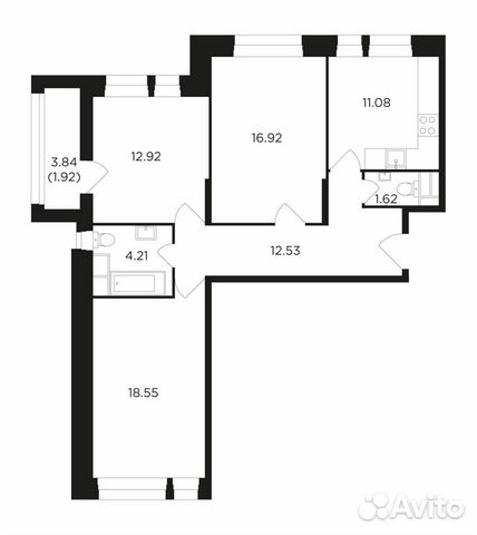 3-к квартира, 79.4 м², 10/22 эт.