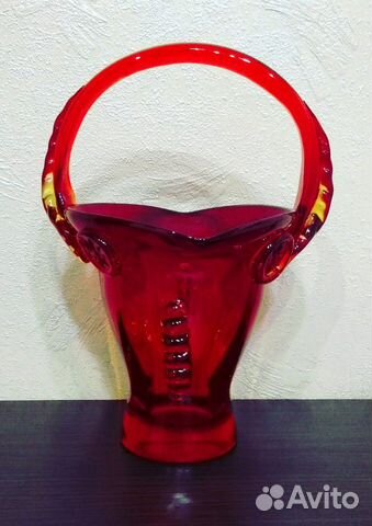 Ваза Конфетница красное стекло