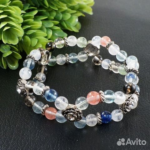 Браслет Кварц и Халцедон голубой Браслет Кварц и Халцедон голубой