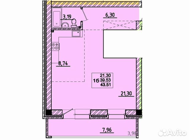 1-к квартира, 40 м², 2/3 эт. 1-к квартира, 40 м², 2/3 эт.