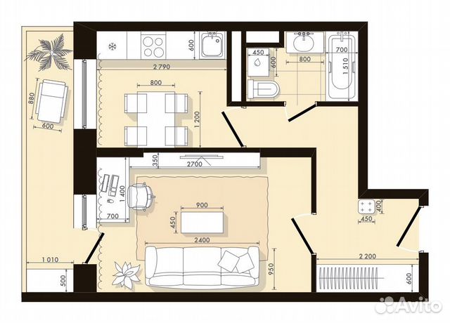 1-к квартира, 33.9 м², 4/22 эт. 1-к квартира, 33.9 м², 4/22 эт.