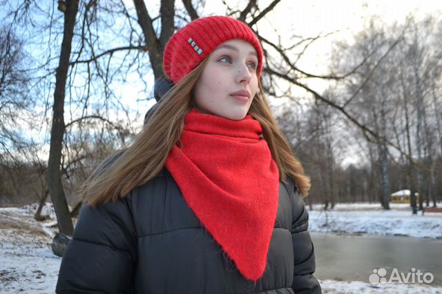 Шапка, косынка, платок, комплект, шапка вязаная