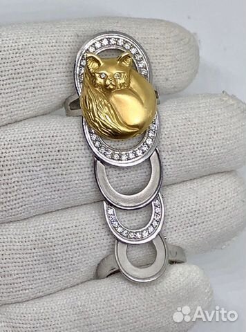 Двойное золотое кольцо бренда Schone с бриллиантам Двойное золотое кольцо бренда Schone с бриллиантам