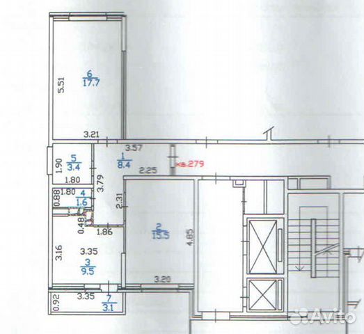 2-к квартира, 56.1 м², 2/17 эт.