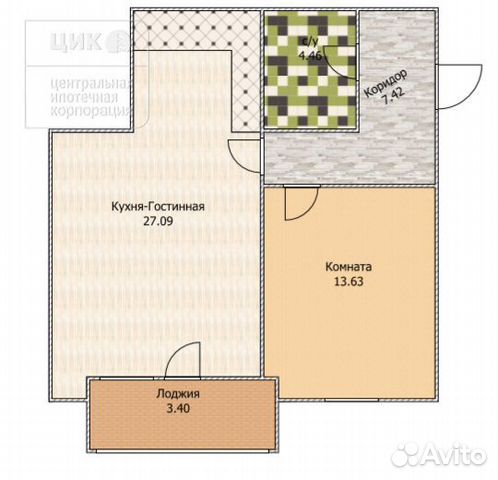 1-к квартира, 56 м², 23/28 эт. 1-к квартира, 56 м², 23/28 эт.
