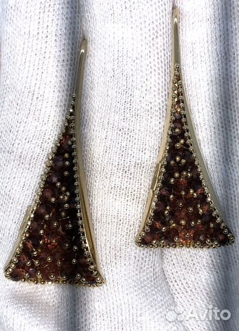 Золото 585 проба. Серьги с турмалином Италия Золото 585 проба. Серьги с турмалином Италия
