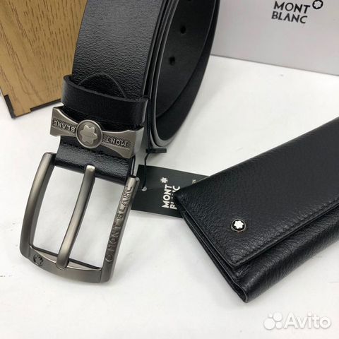 Мужской набор ремень + ключница из кожи Montblanc Мужской набор ремень + ключница из кожи Montblanc