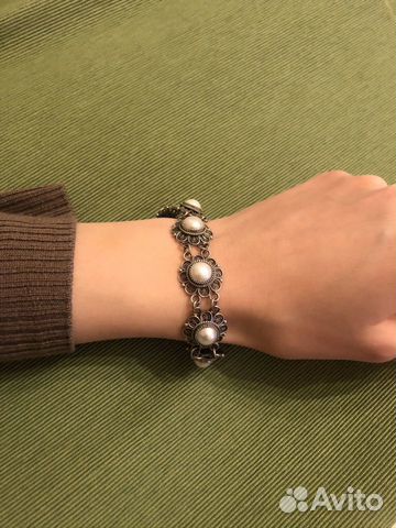 Новый браслет из серебра с нат. жемчугом