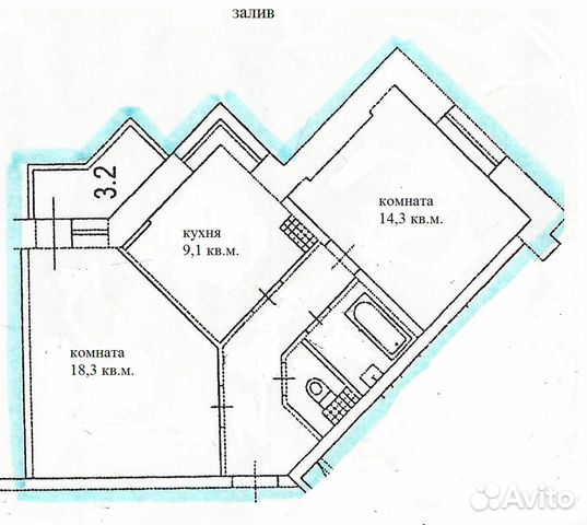2-к квартира, 53.2 м², 13/14 эт.