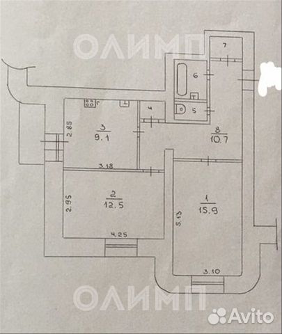 2-к квартира, 54.6 м², 4/12 эт.