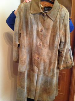 Пальто демисезонное, натуральная кожа