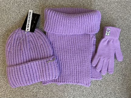 Шапка снуд варежки перчатки