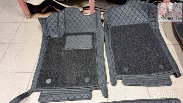 Коврики BMW 3 F30, 3d из экокожи черные/черный шов