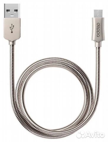 Кабель Deppa Steel USB - microUSB, стальной (RU)