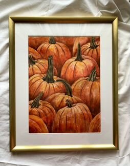 Интерьерная картина акварелью Тыквы