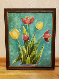 Картина цветы букет тюльпанов 30х40 в раме