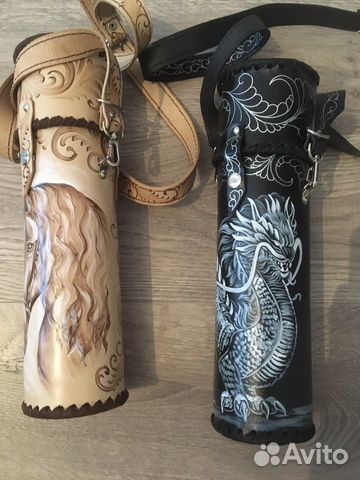 Термос походный. Оплетка из натуральной кожи