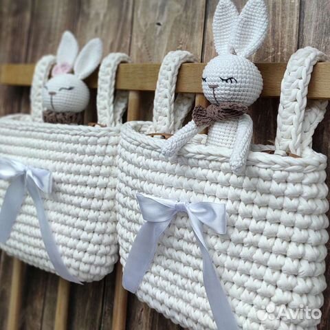 Корзина подвесная вязаная