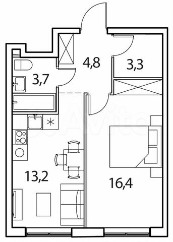 1-к. квартира, 41,5 м², 14/17 эт.