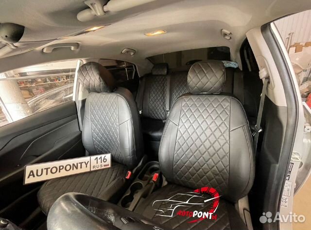 Чехлы Kia Rio4 и Hyundai Solaris2 Эко кожа ромб