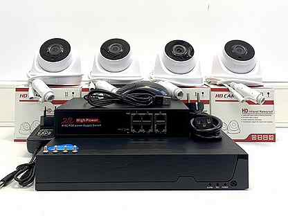 Полный IP POE комплект видеонаблюдения на 4 камеры