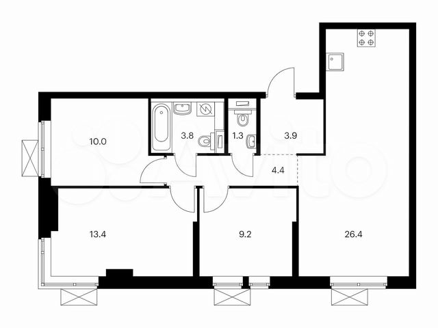 3-к. квартира, 72,4 м², 15/33 эт.
