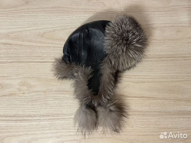 Шапка-ушанка натуральная кожа и мех (кролик)