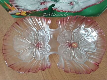 Новая Двойная Ваза Цветной Хрусталь Германия